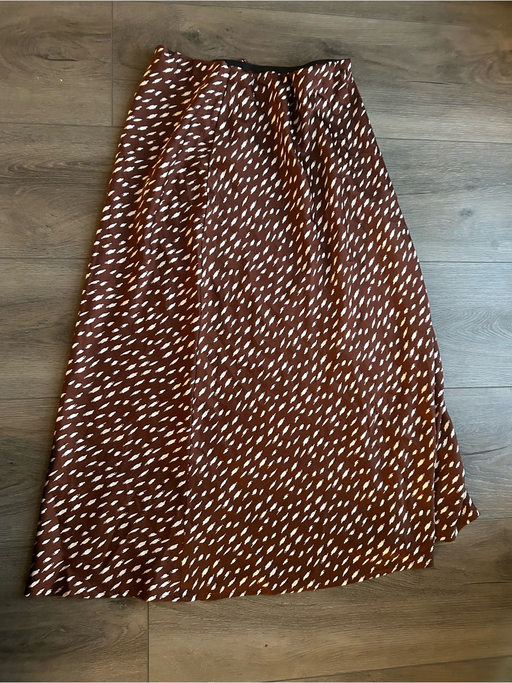 Blue Rain Brown & White High-Low Printed Maxi Skirt
